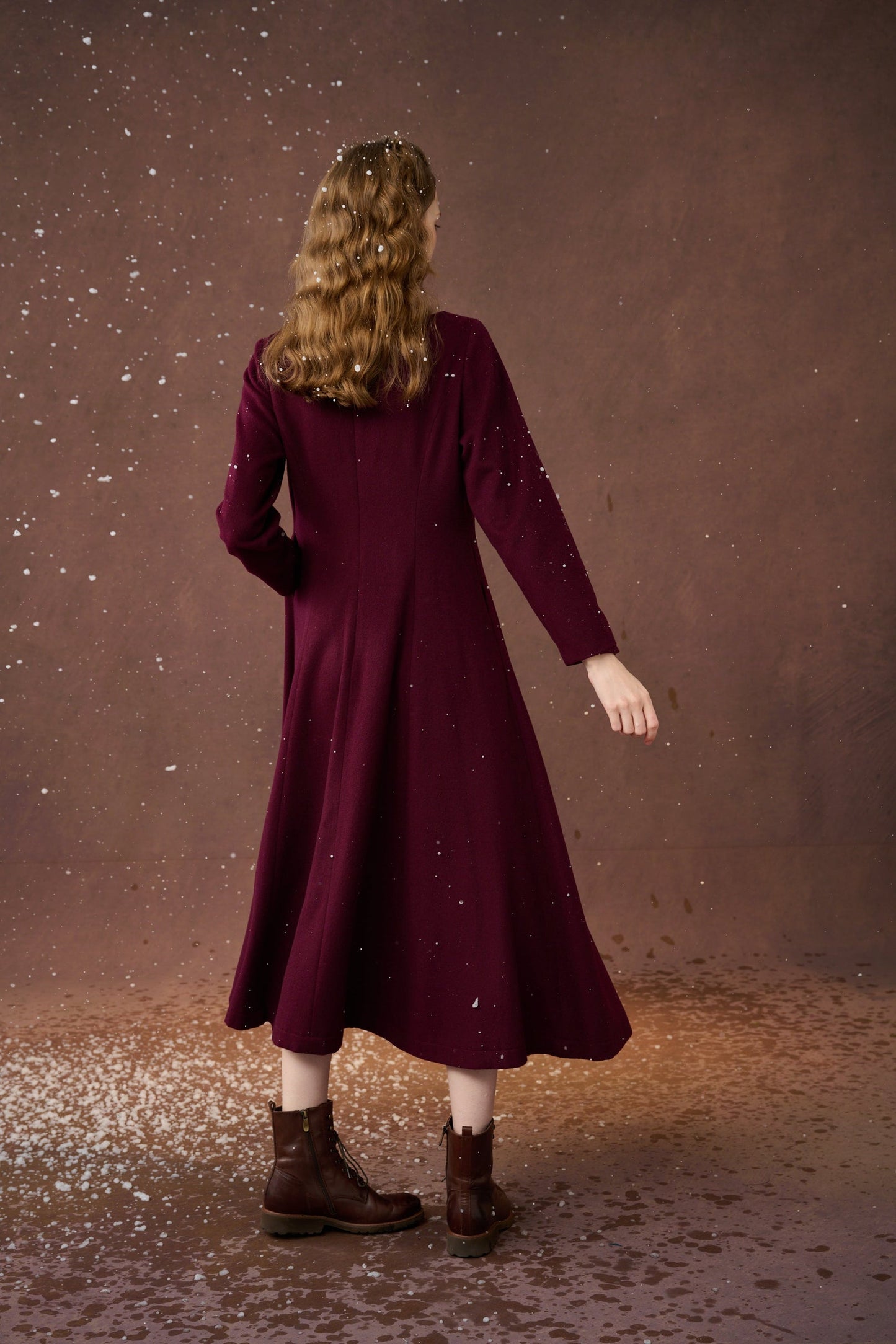 MISTLETOE VINTAGE WOOL DRESS IN PURPLE