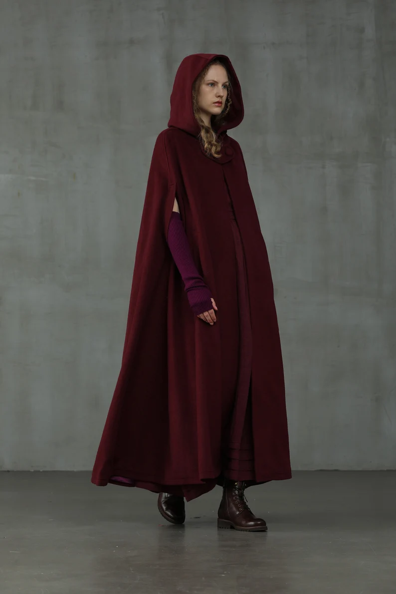 OUTLANDER PURPLE WOOL CLOAK COAT