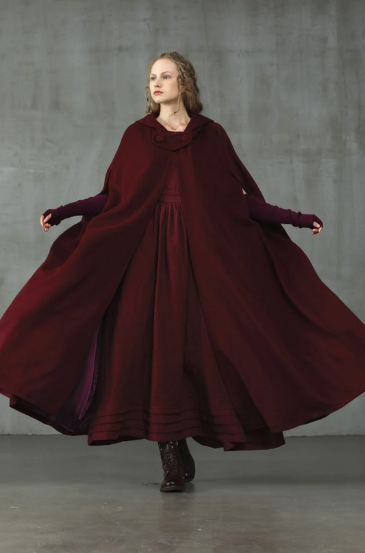 OUTLANDER PURPLE WOOL CLOAK COAT