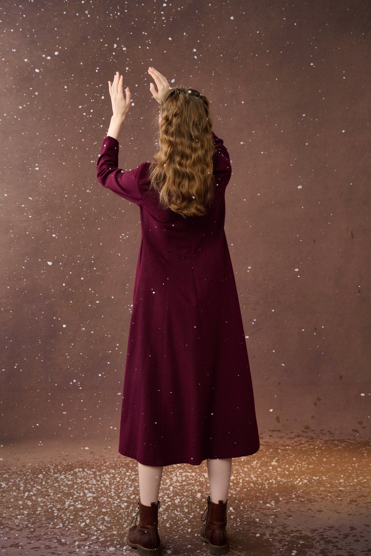 MISTLETOE VINTAGE WOOL DRESS IN PURPLE