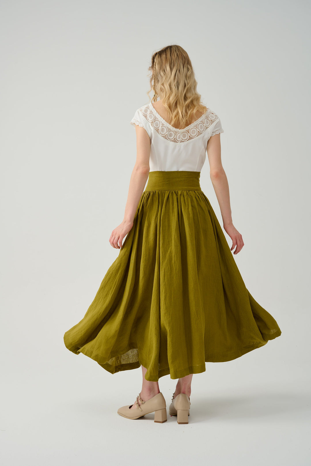 TEA DANCE LACE-UP MAXI LINEN SKIRT