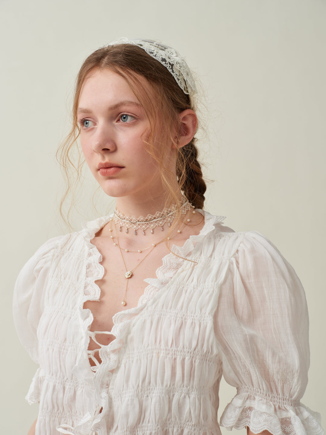 LUNA LACE UP LINEN TOP BLOUSE