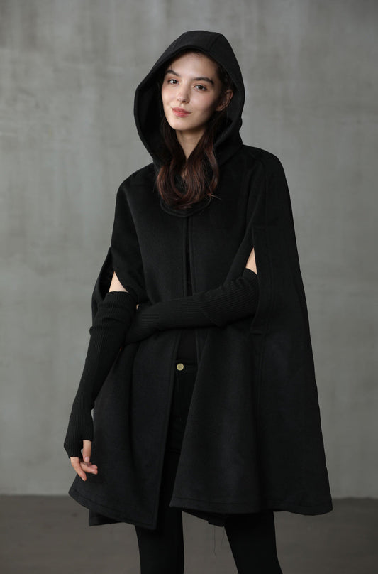 THE NEW YORKER | BLACK HOODED CASHMERE CAPE