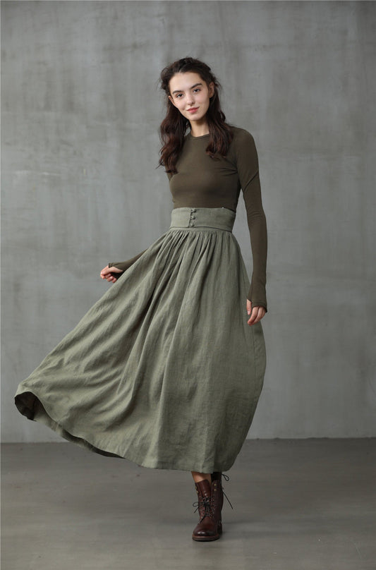 HANNAH GIRDLE LINEN SKIRT