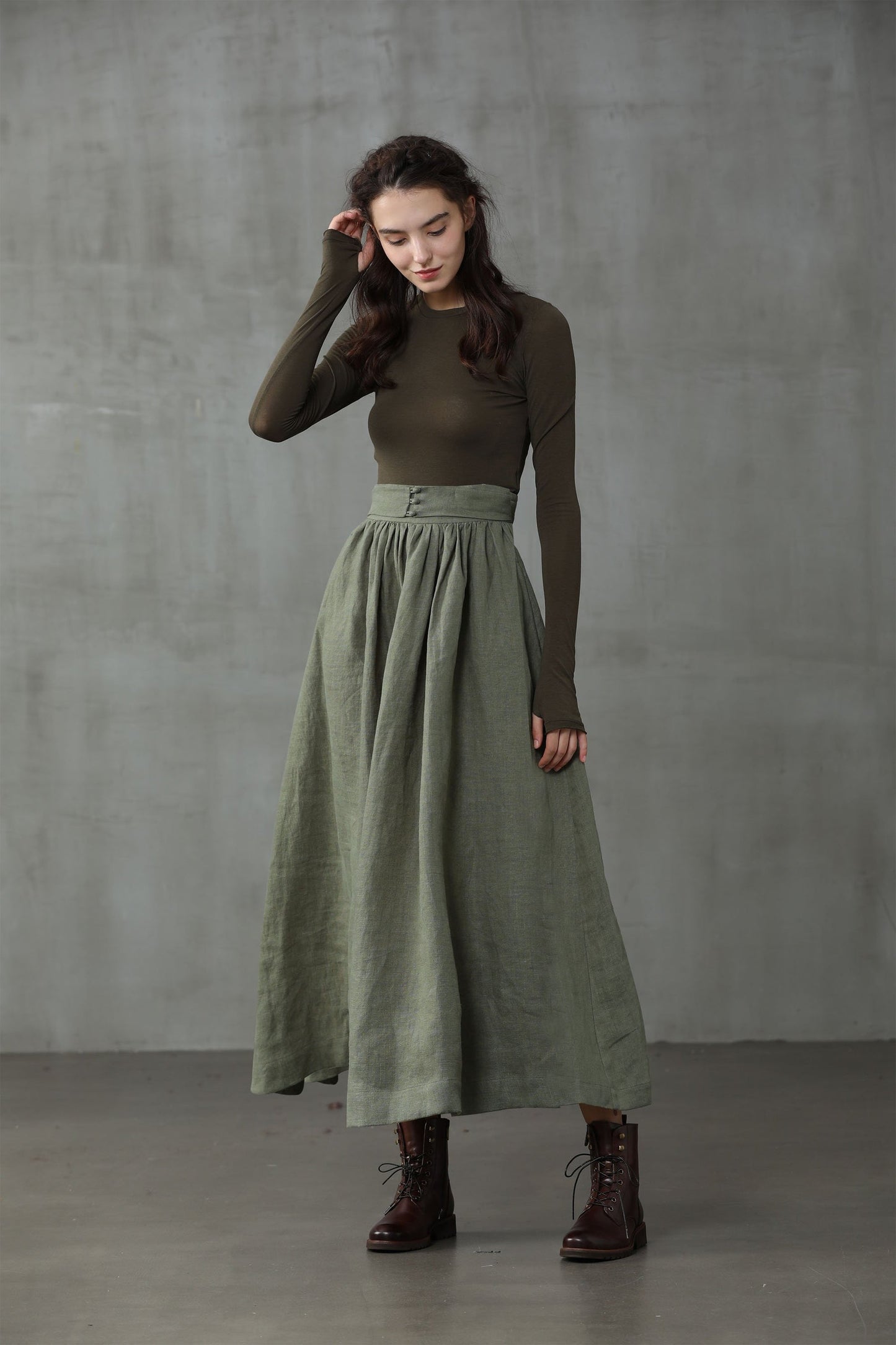 HANNAH GIRDLE LINEN SKIRT
