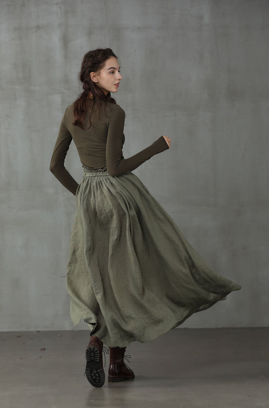 HANNAH GIRDLE LINEN SKIRT