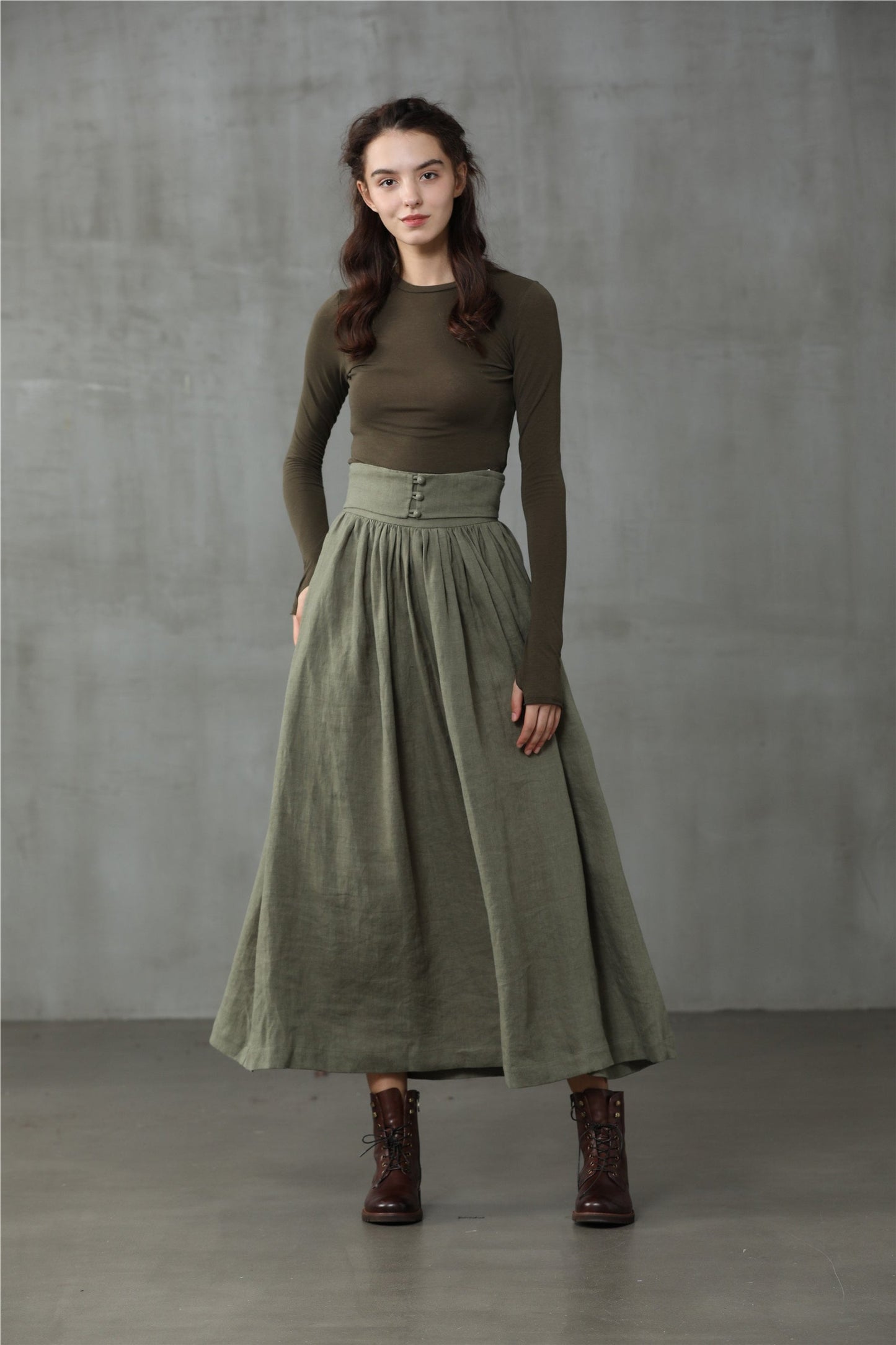 HANNAH GIRDLE LINEN SKIRT