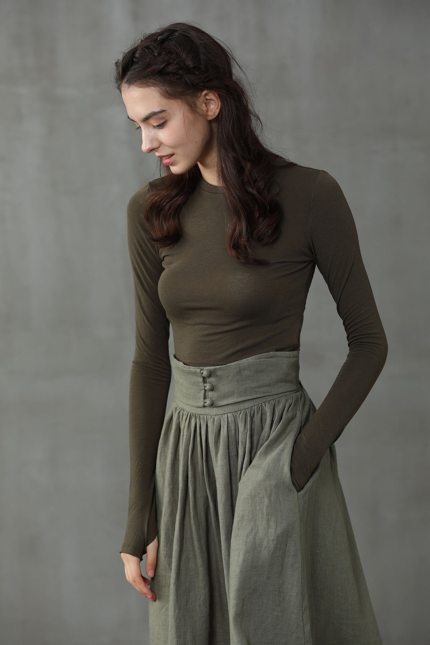 HANNAH GIRDLE LINEN SKIRT