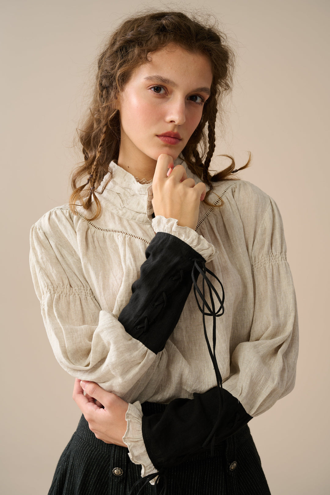 YEDDA BUTTONED LINEN SHIRT BLOUSE