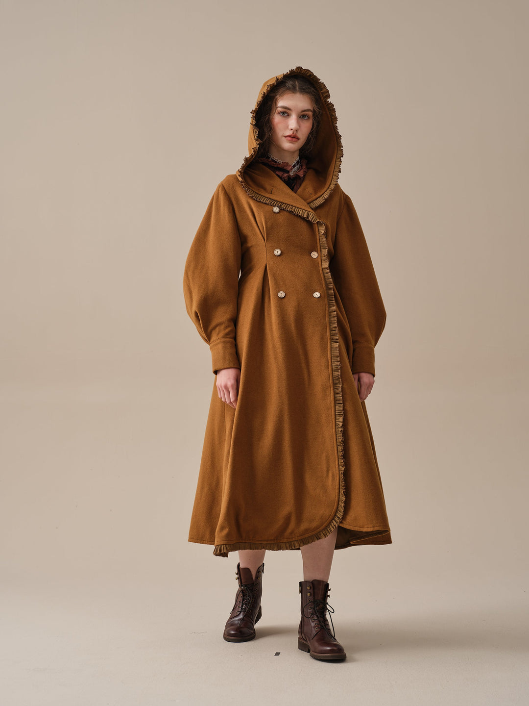 JACQUES LONG HOODED VICTORIAN COAT (100% WOOL)