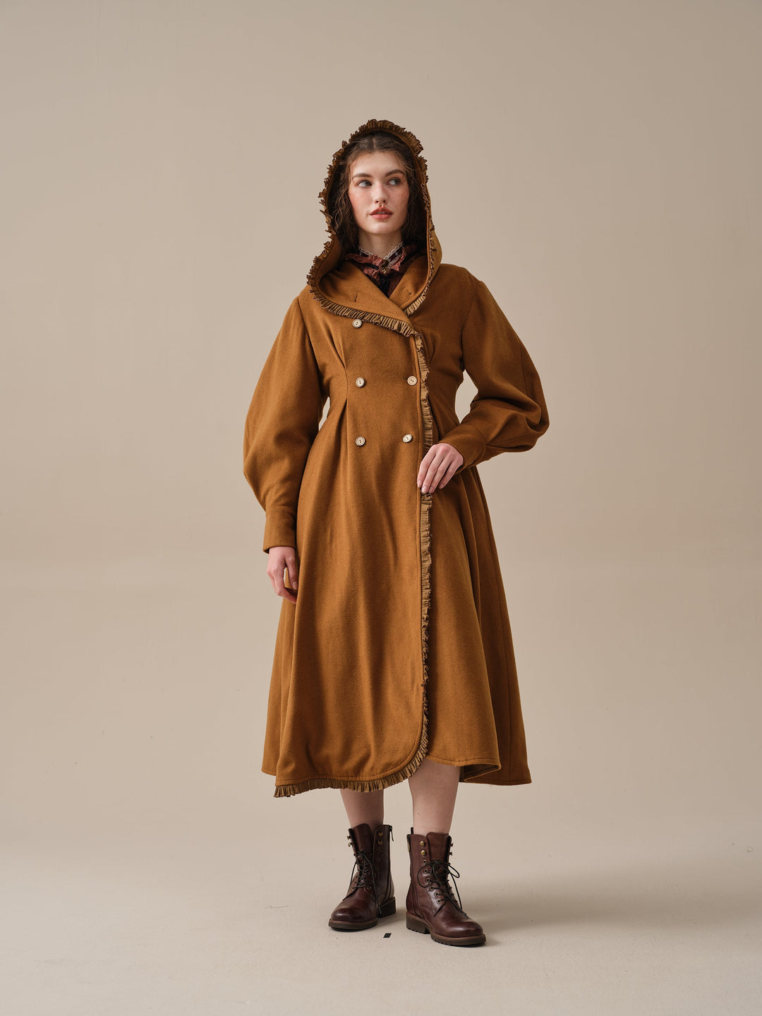JACQUES LONG HOODED VICTORIAN COAT (100% WOOL)