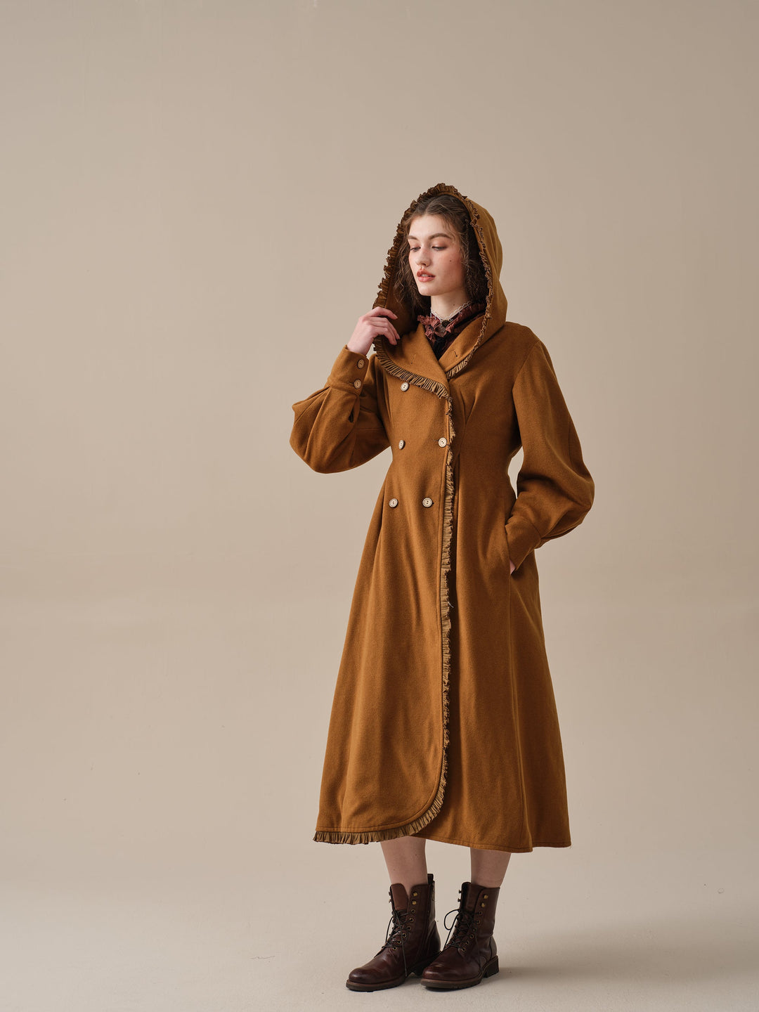 JACQUES LONG HOODED VICTORIAN COAT (100% WOOL)