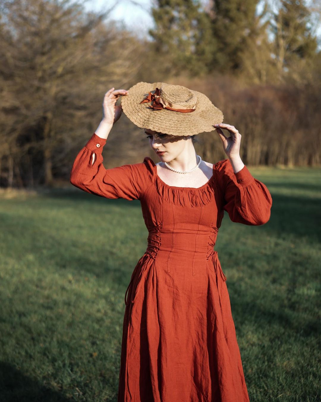 MAXI LACE-UP LINEN DRESS