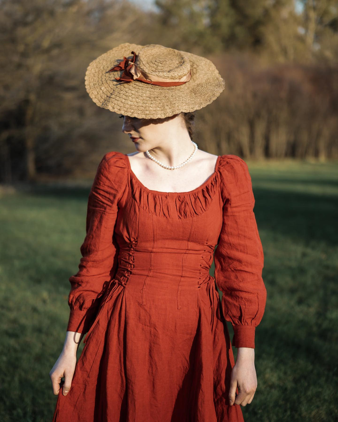 MAXI LACE-UP LINEN DRESS