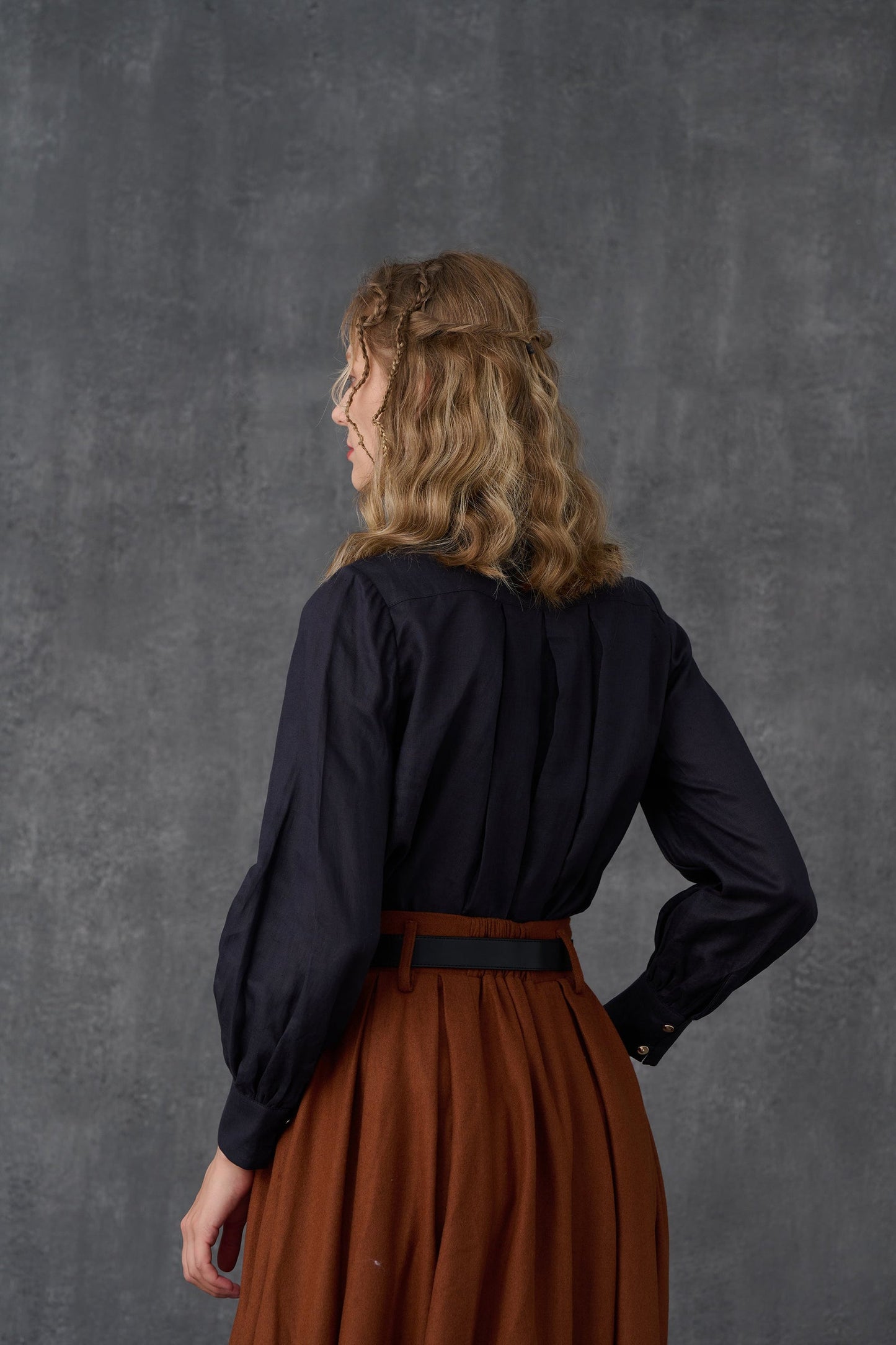 LAUREL LACE-UP LINEN BLOUSE SHIRT