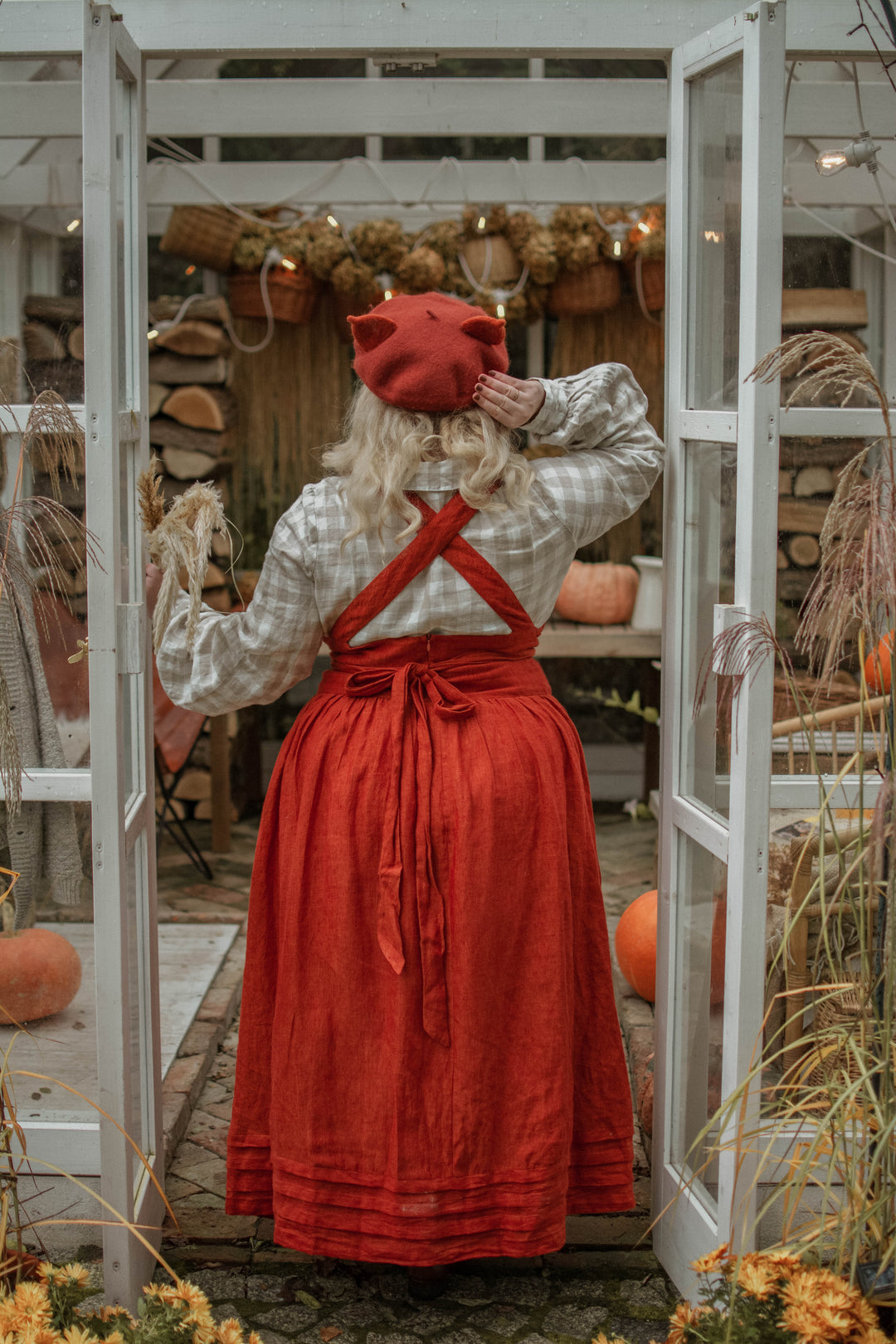 VETIVER CROSS BACK LINEN DRESS