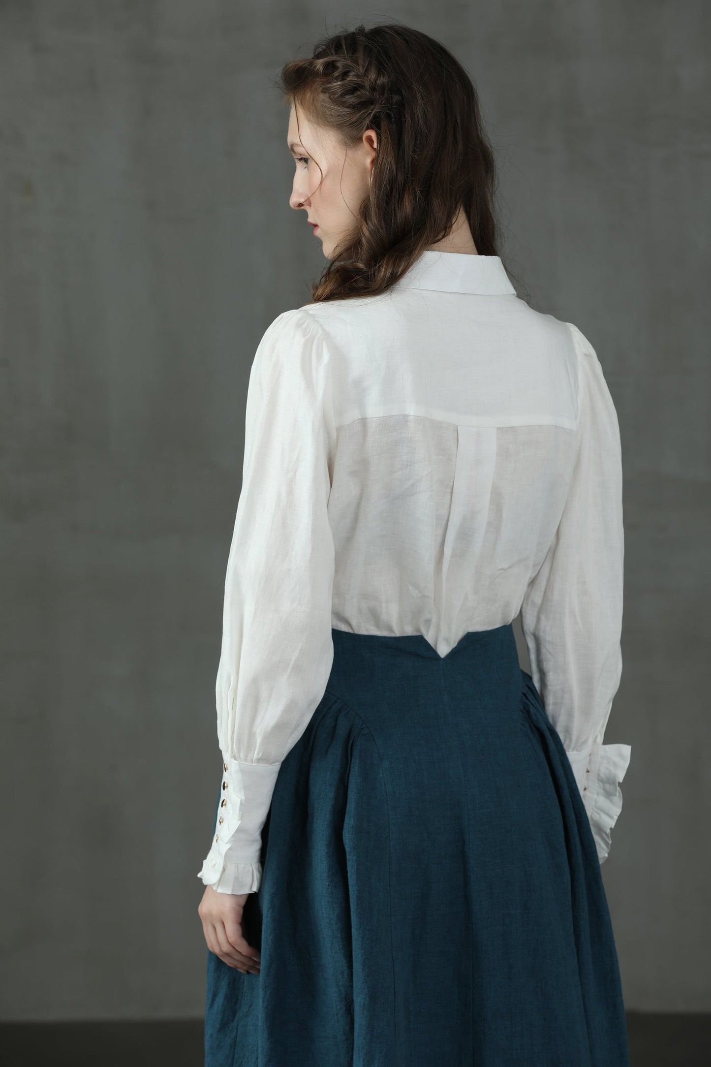JO MARCH ACCORDION PLEATED LINEN SHIRT