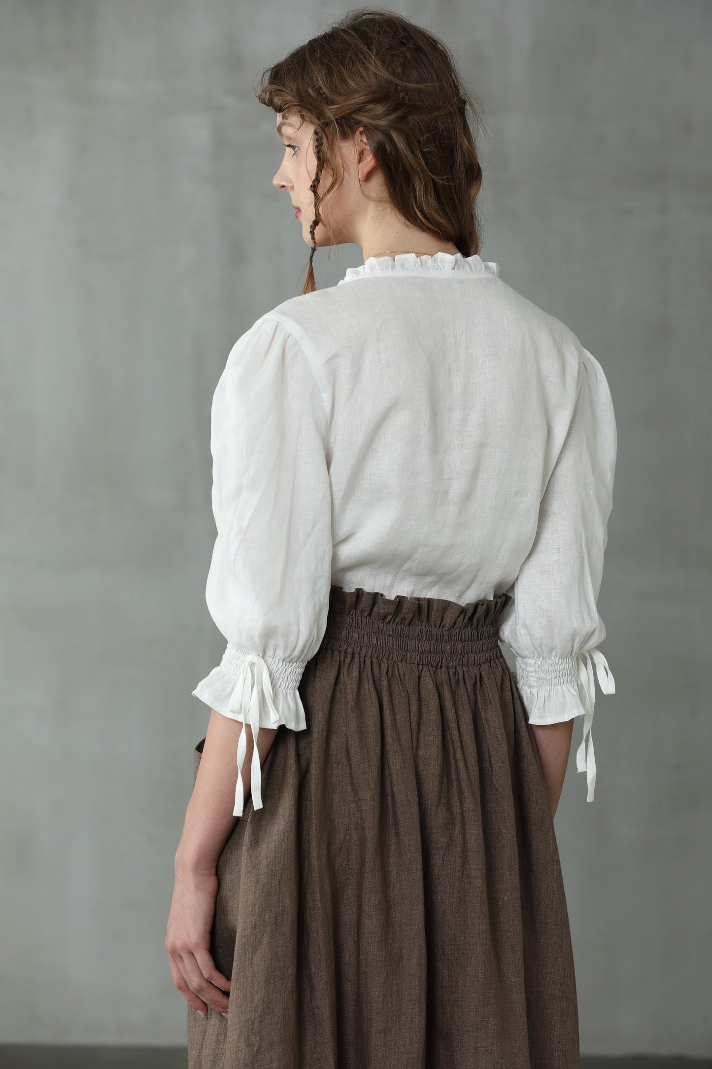 IRISES LINEN WRAP KIMONO BLOUSE