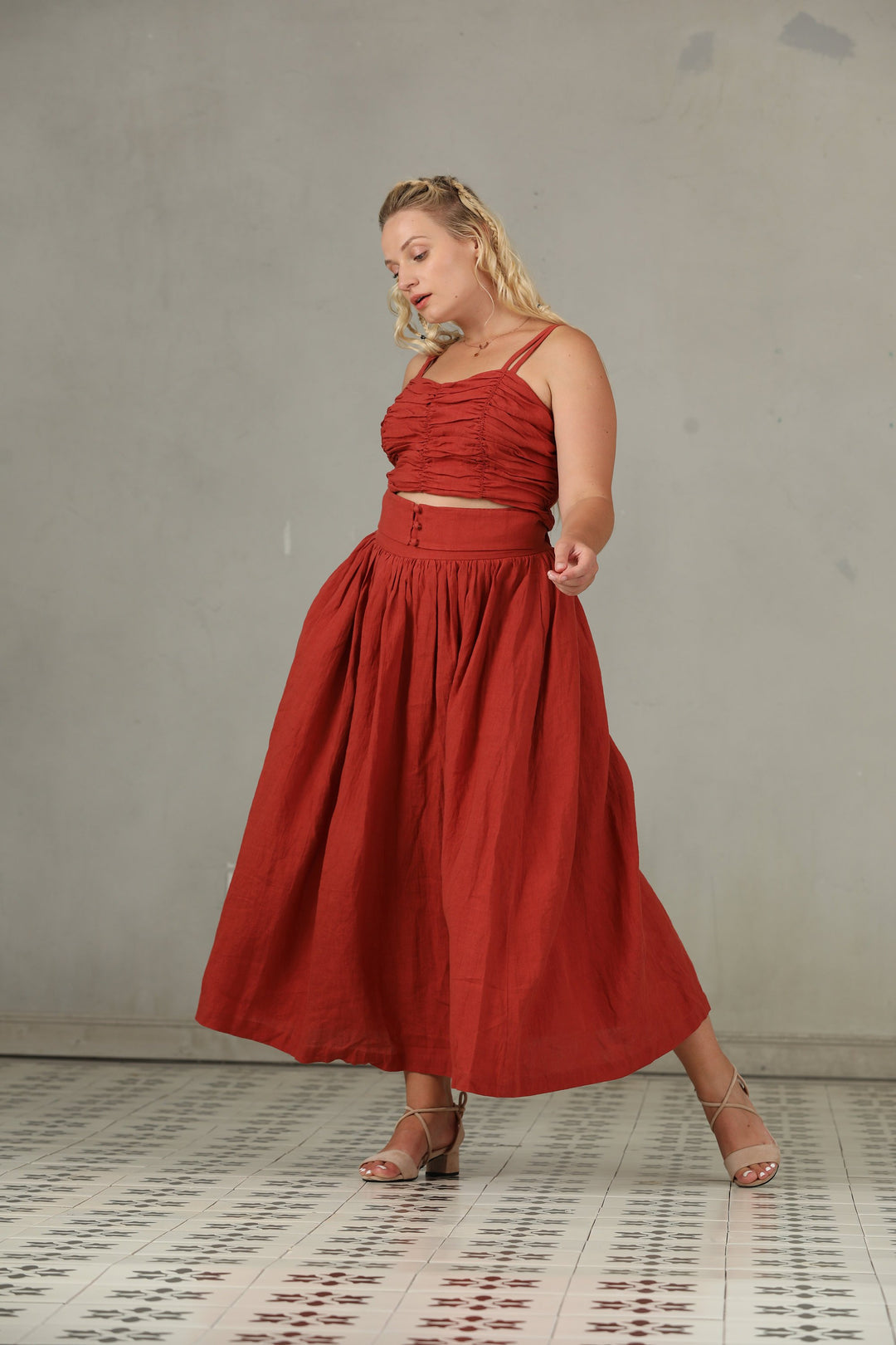 HANNAH GIRDLE LINEN SKIRT