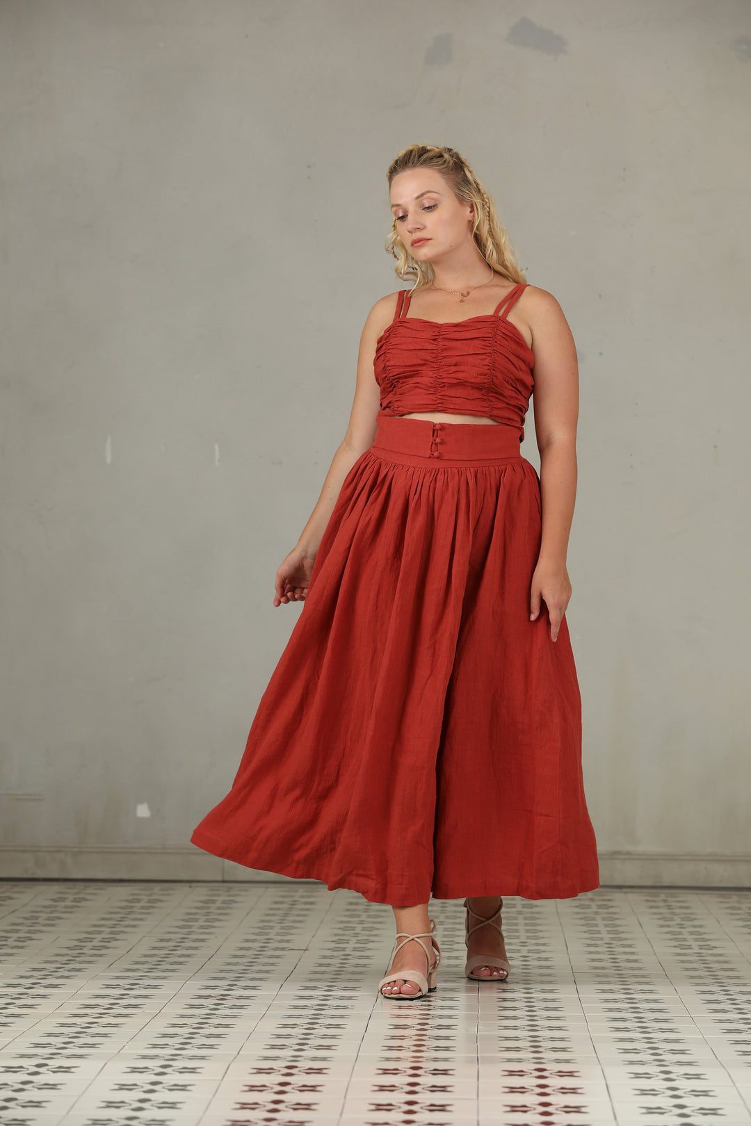 HANNAH GIRDLE LINEN SKIRT