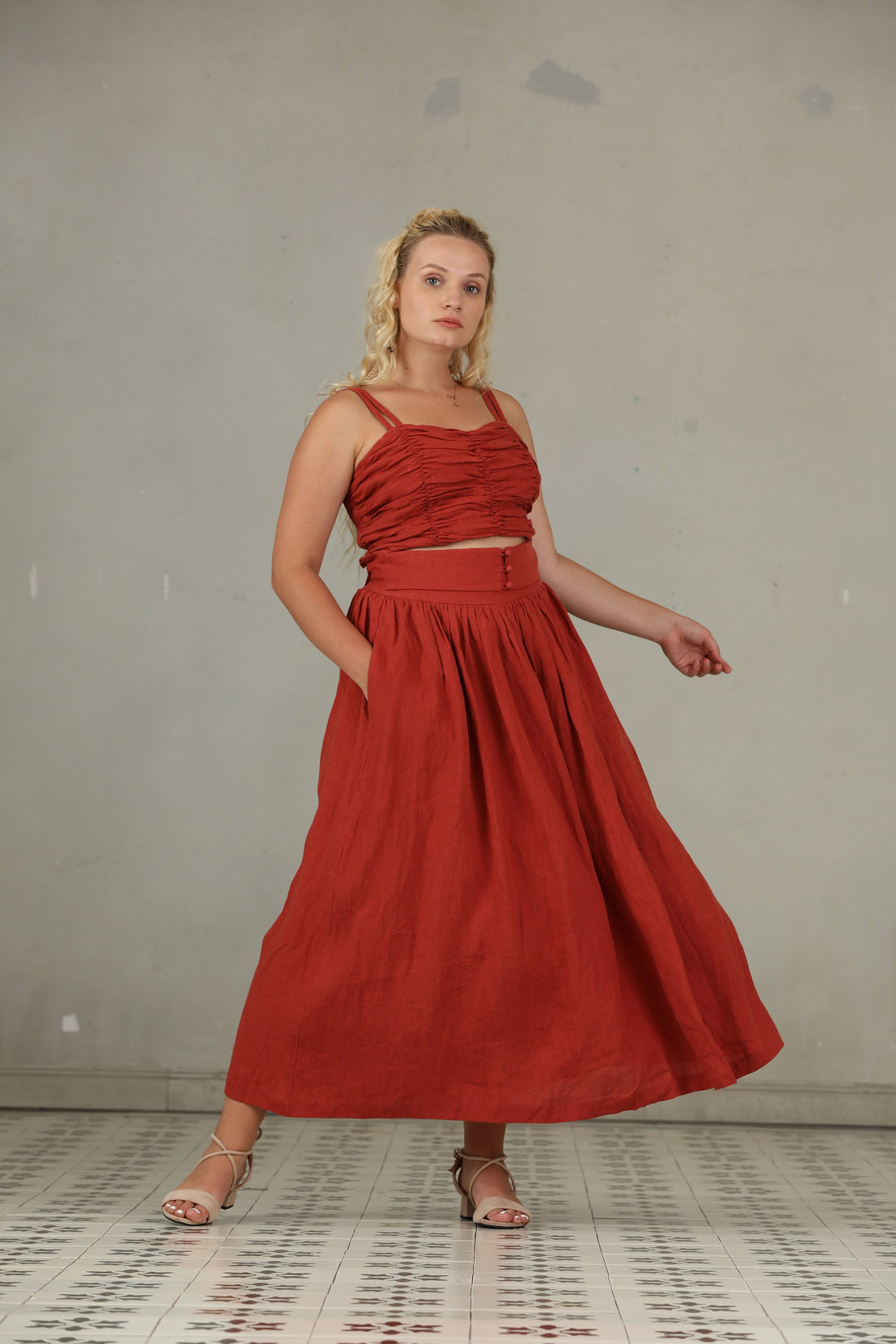 HANNAH GIRDLE LINEN SKIRT