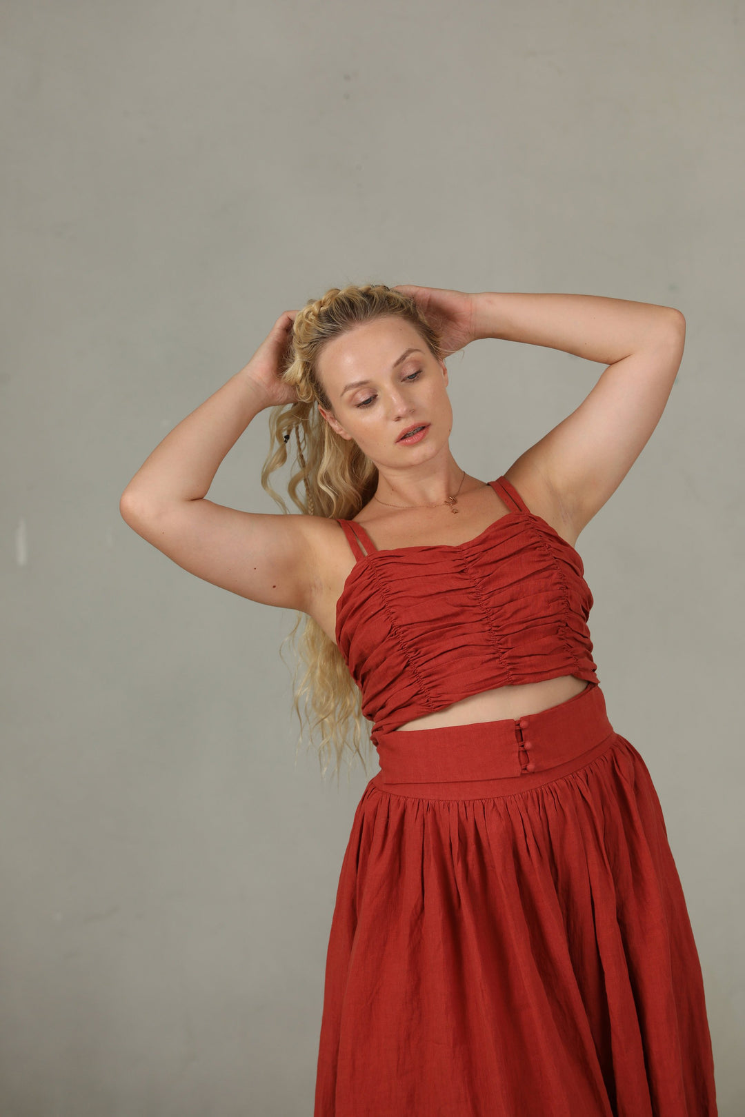 HANNAH GIRDLE LINEN SKIRT