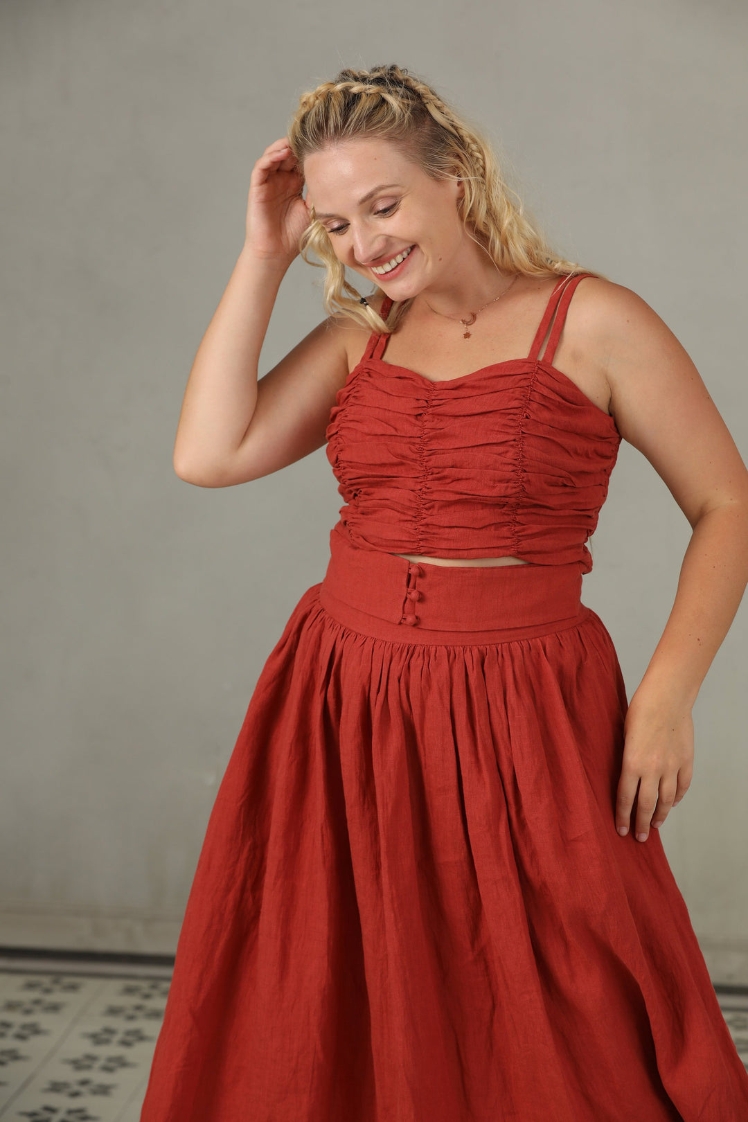 HANNAH GIRDLE LINEN SKIRT