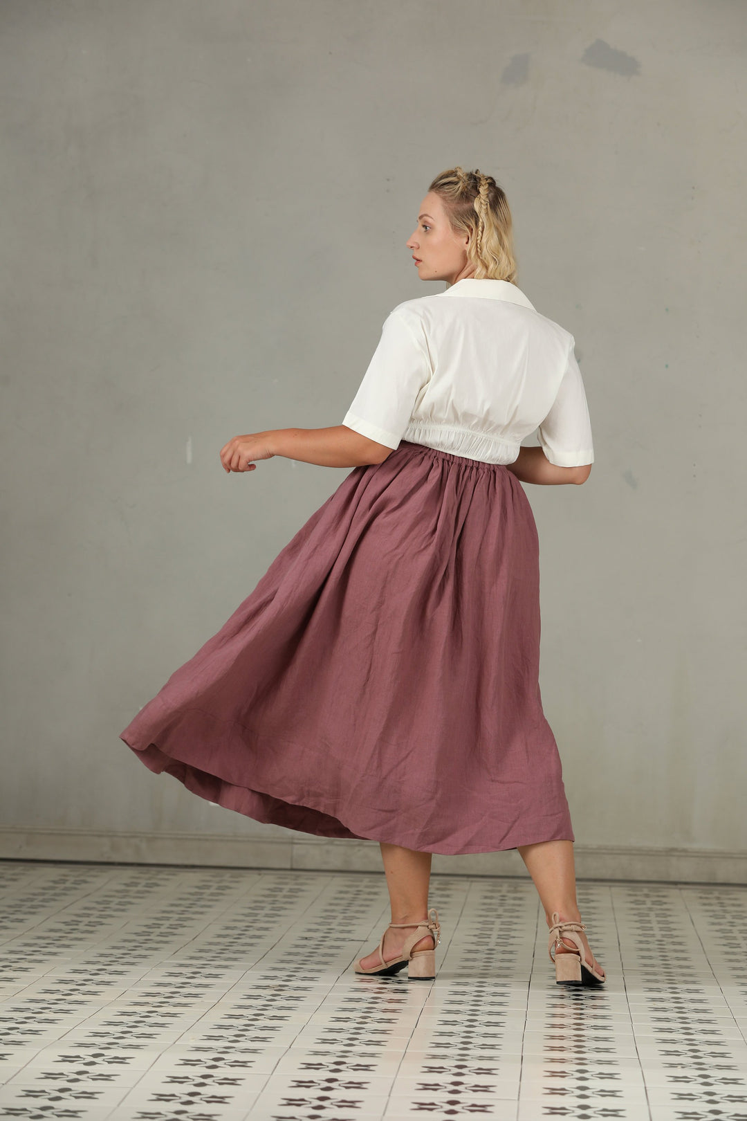 DAISY GOLD PLUS SIZE LINEN SKIRT