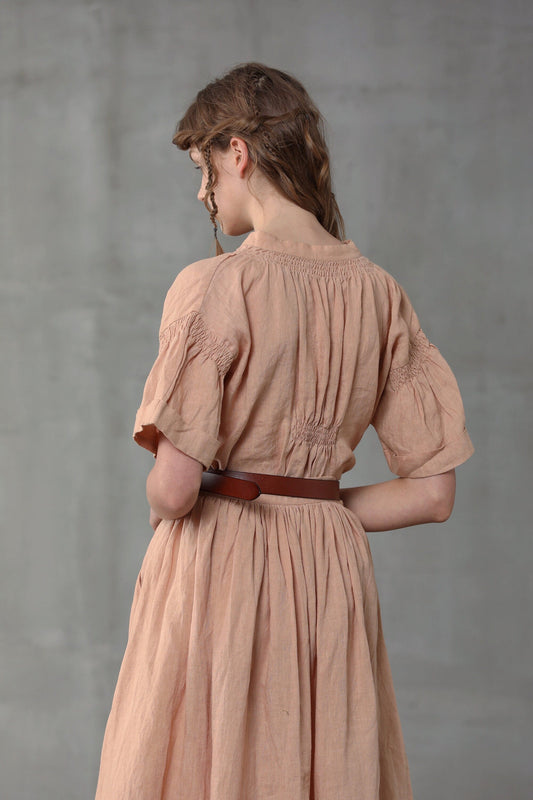 DAISY MIDI LINEN SKIRT IN HUMUS