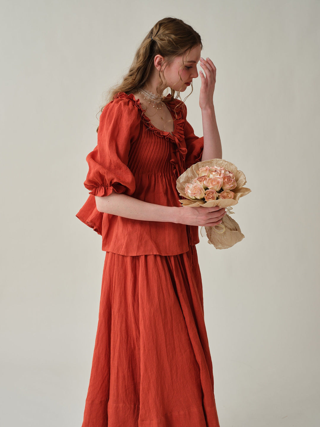 LOUISE HANDMADE VICTORIAN VINTAGE LINEN BLOUSE