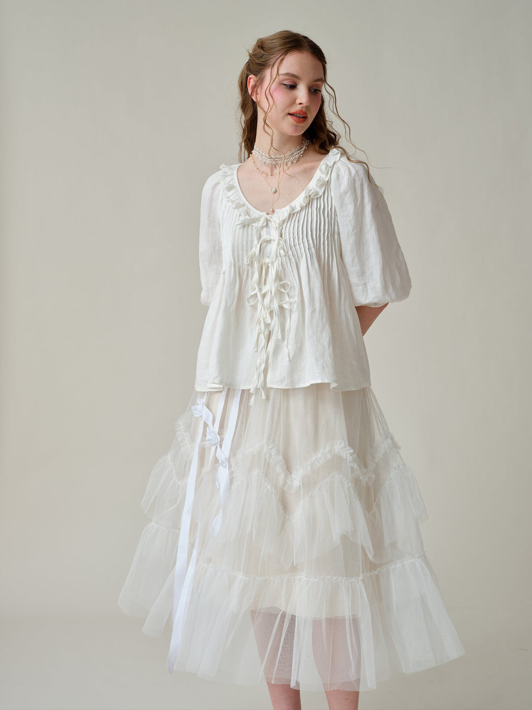 LOUISE HANDMADE VICTORIAN VINTAGE LINEN BLOUSE