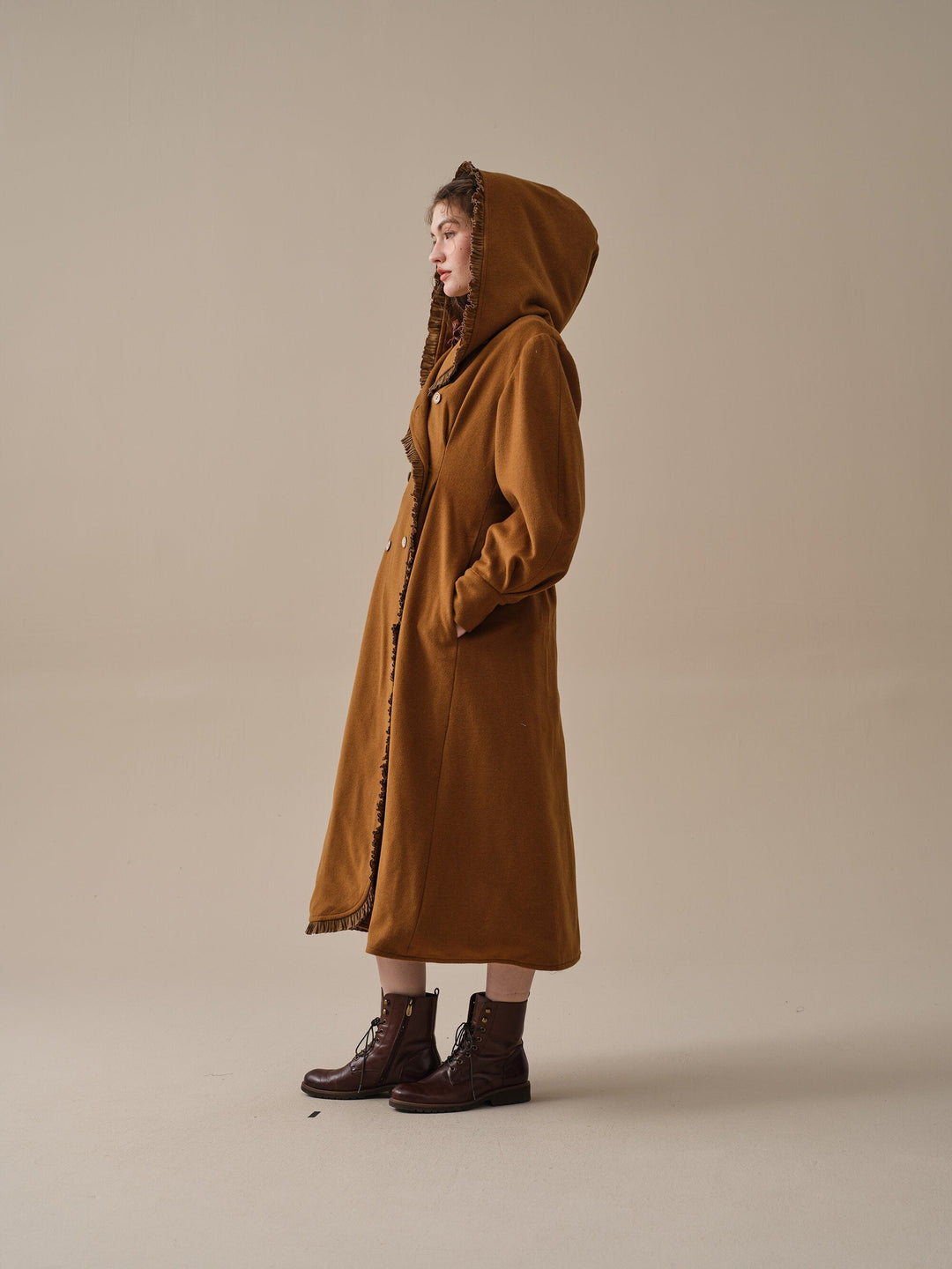 JACQUES LONG HOODED VICTORIAN COAT (100% WOOL)