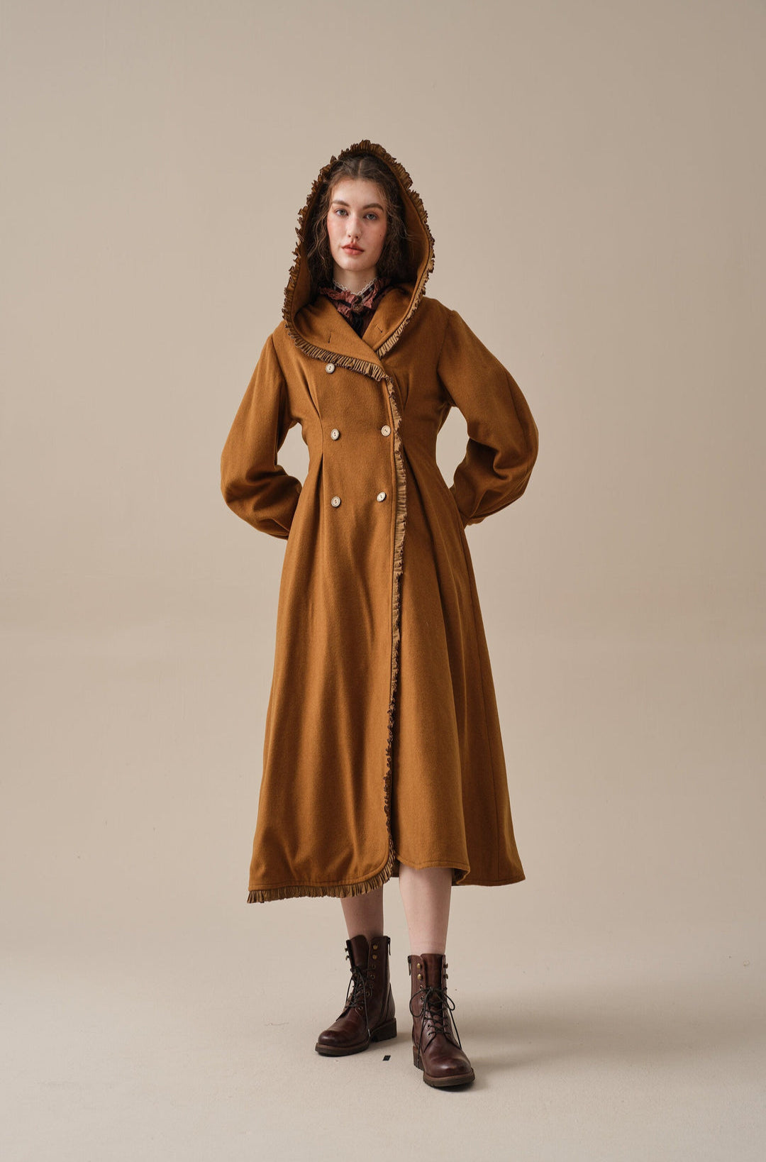 JACQUES LONG HOODED VICTORIAN COAT (100% WOOL)