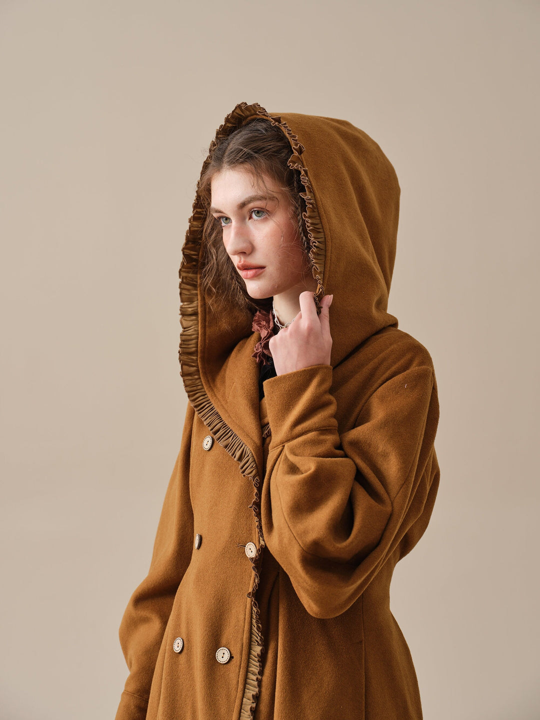 JACQUES LONG HOODED VICTORIAN COAT (100% WOOL)