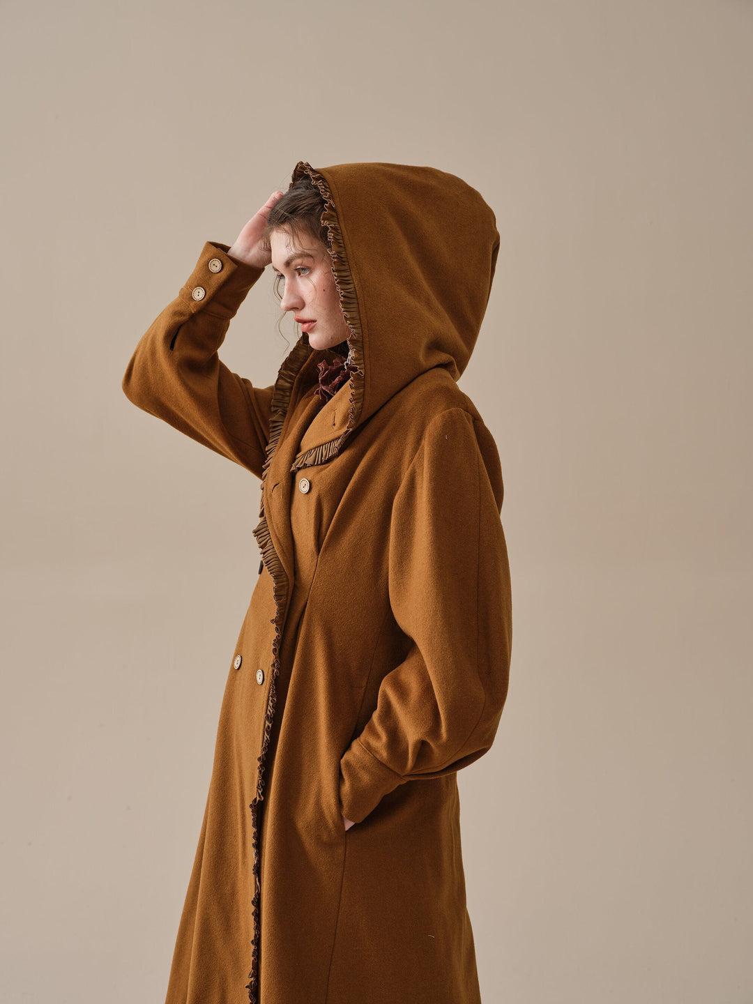 JACQUES LONG HOODED VICTORIAN COAT (100% WOOL)