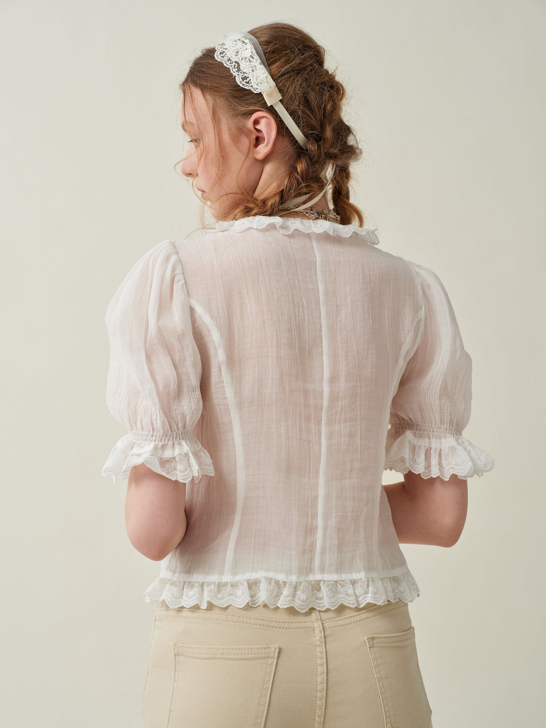 LUNA LACE UP LINEN TOP BLOUSE