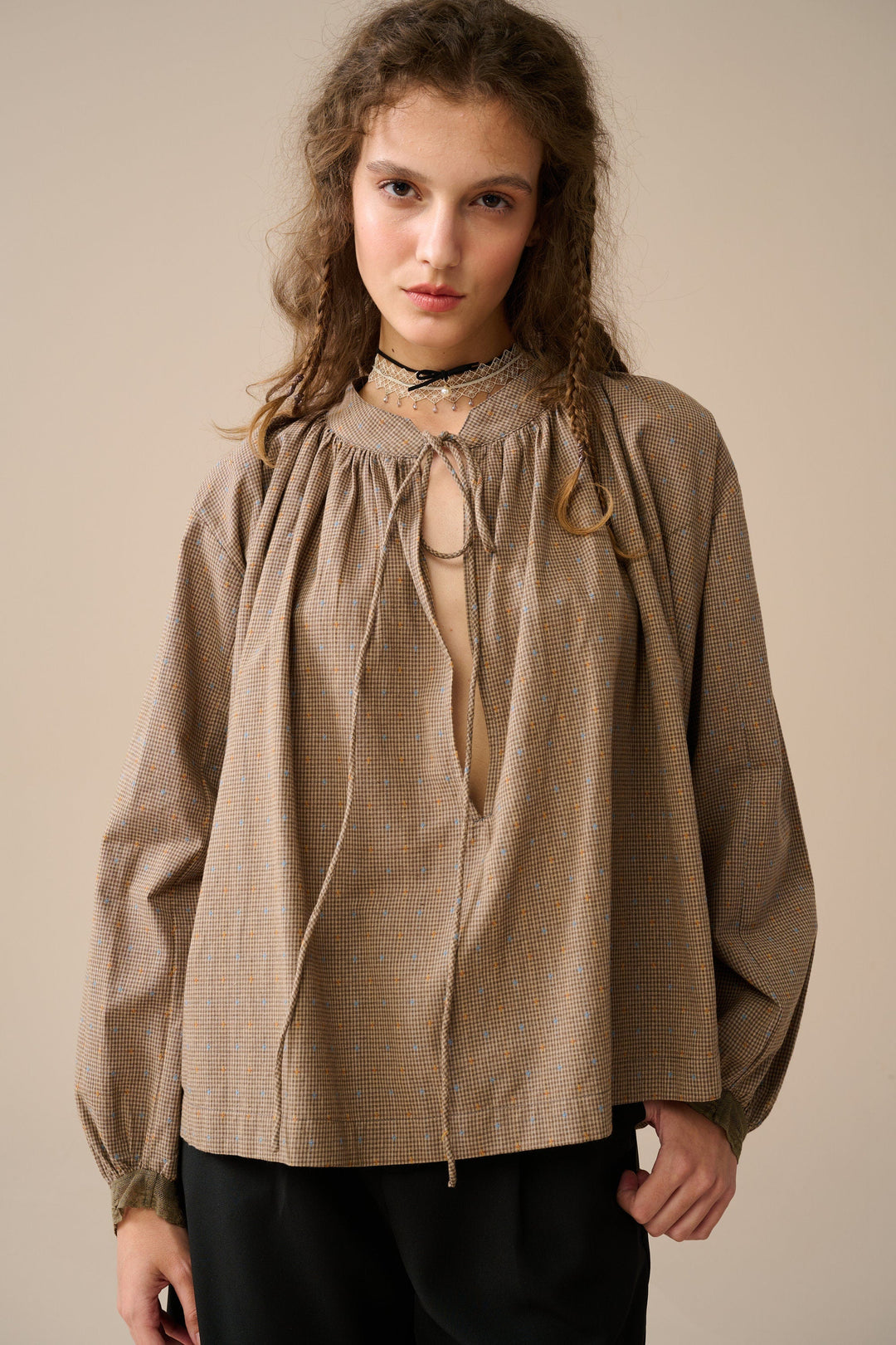 ZORA PUFF SLEEVE LINEN BLOUSE
