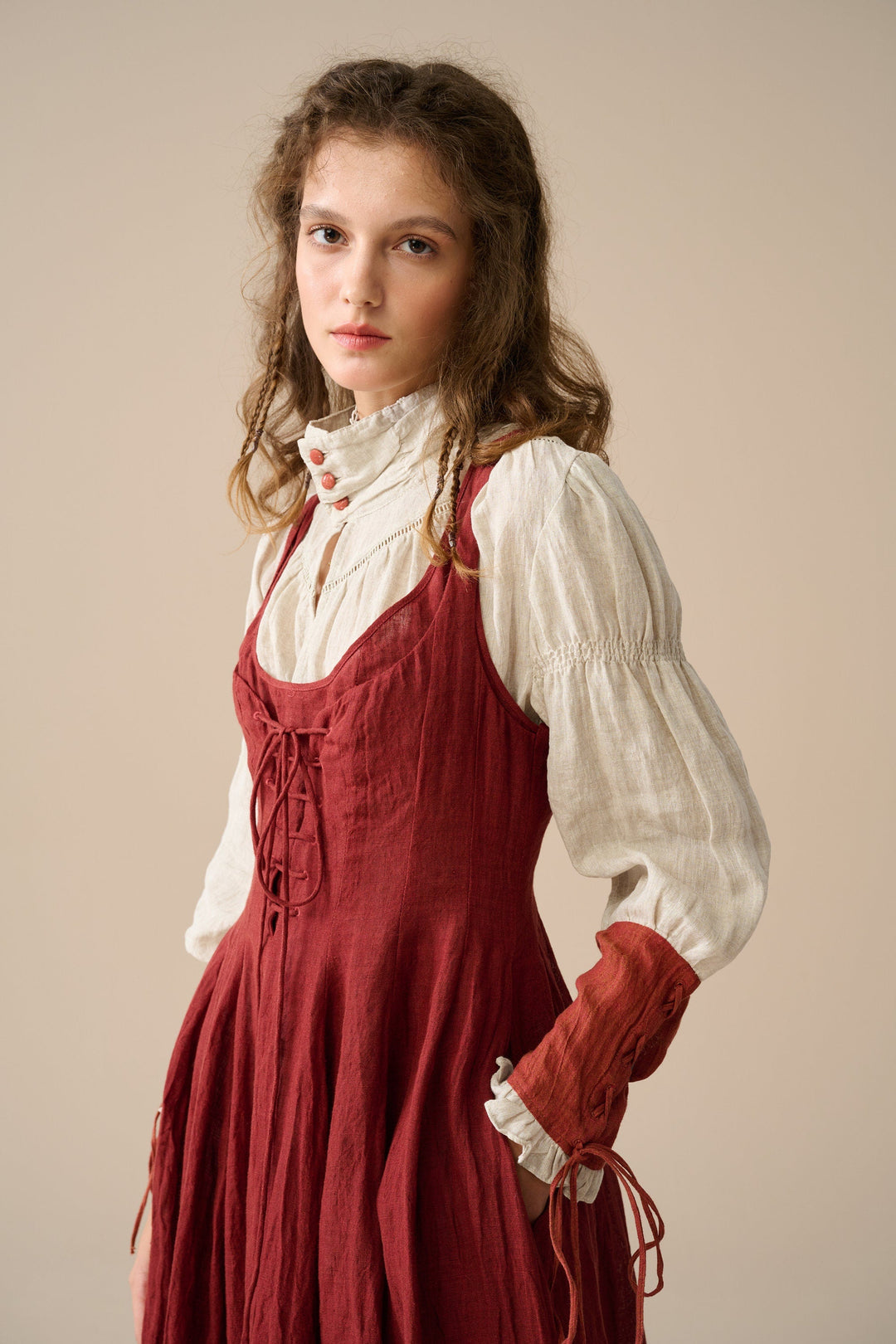 YEDDA BUTTONED LINEN SHIRT BLOUSE