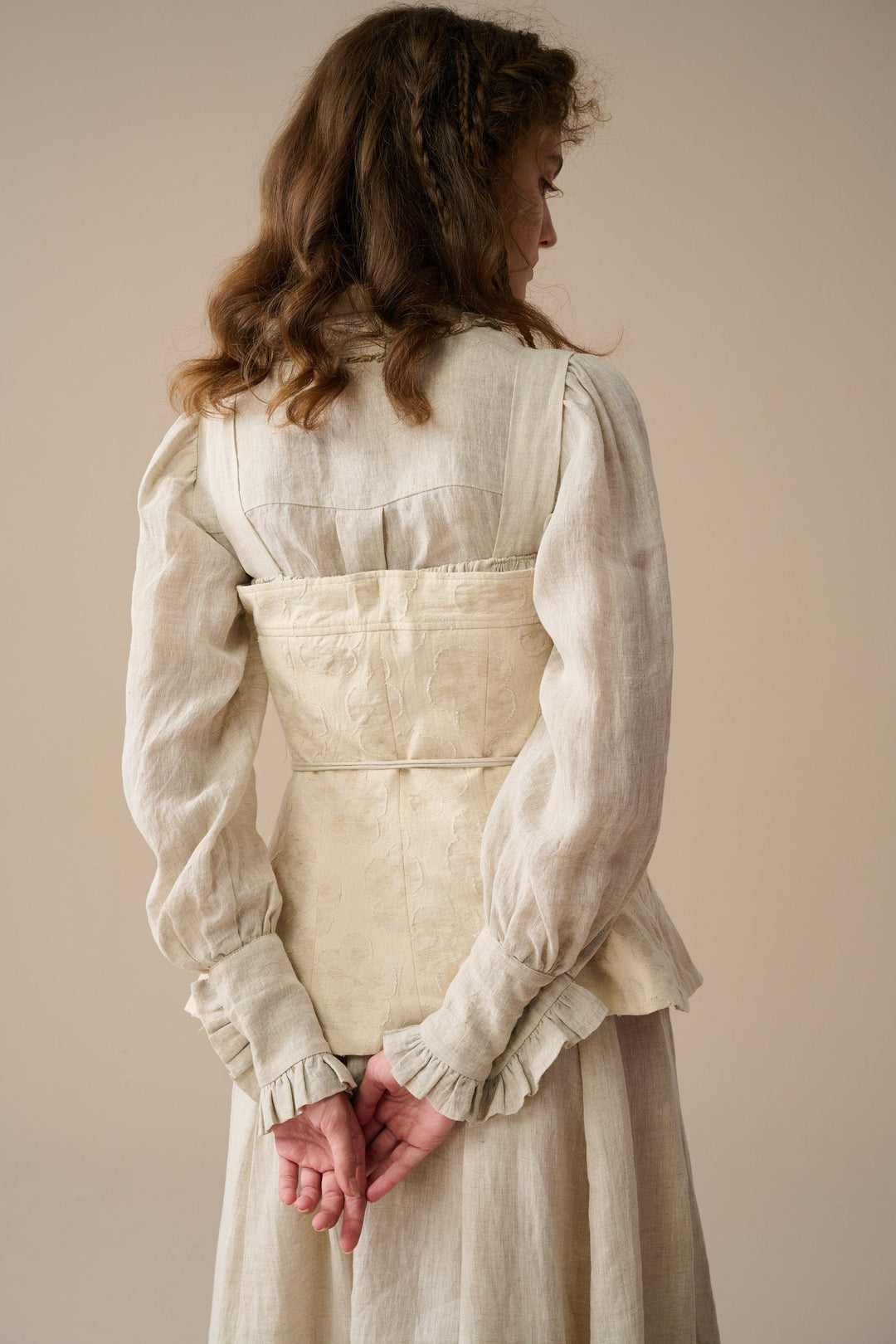 MICHELLE EMBROIDERY CORSET LINEN DRESS