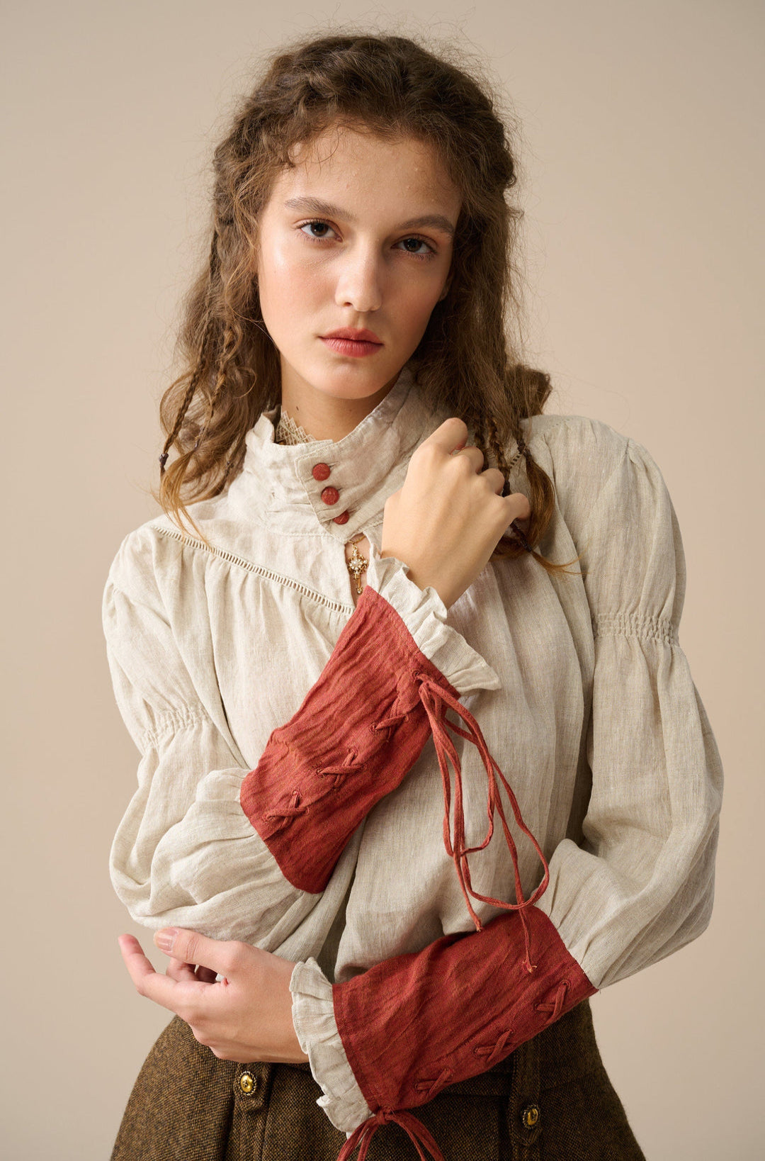 YEDDA BUTTONED LINEN SHIRT BLOUSE