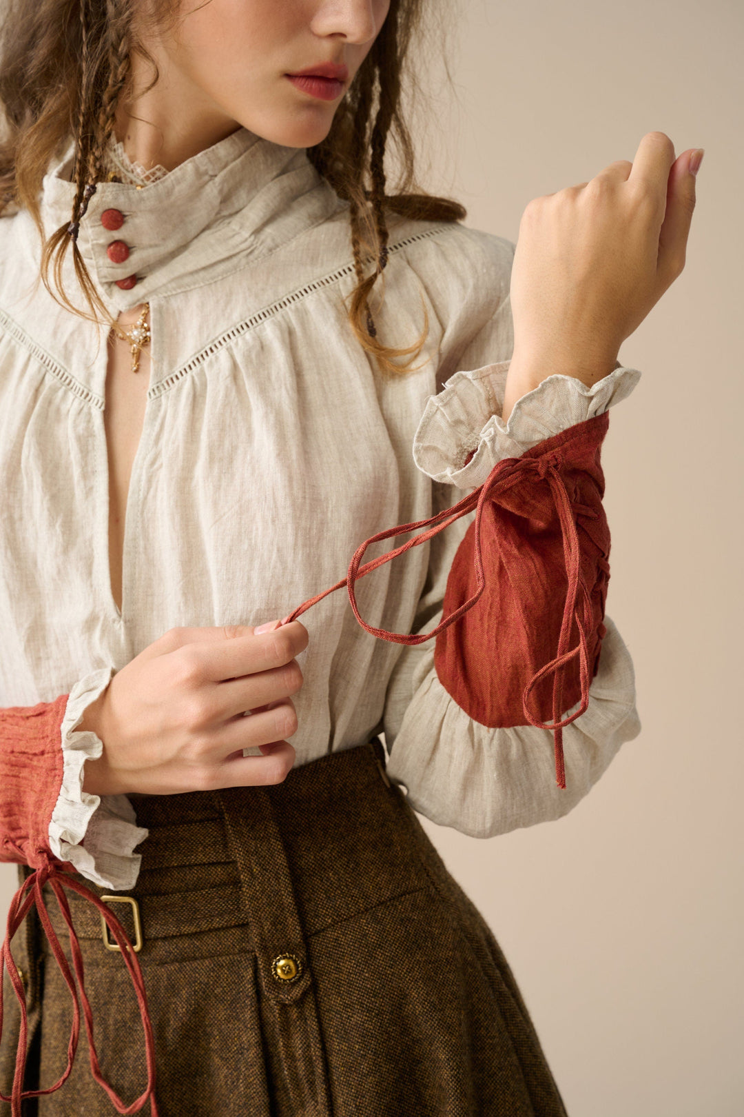 YEDDA BUTTONED LINEN SHIRT BLOUSE