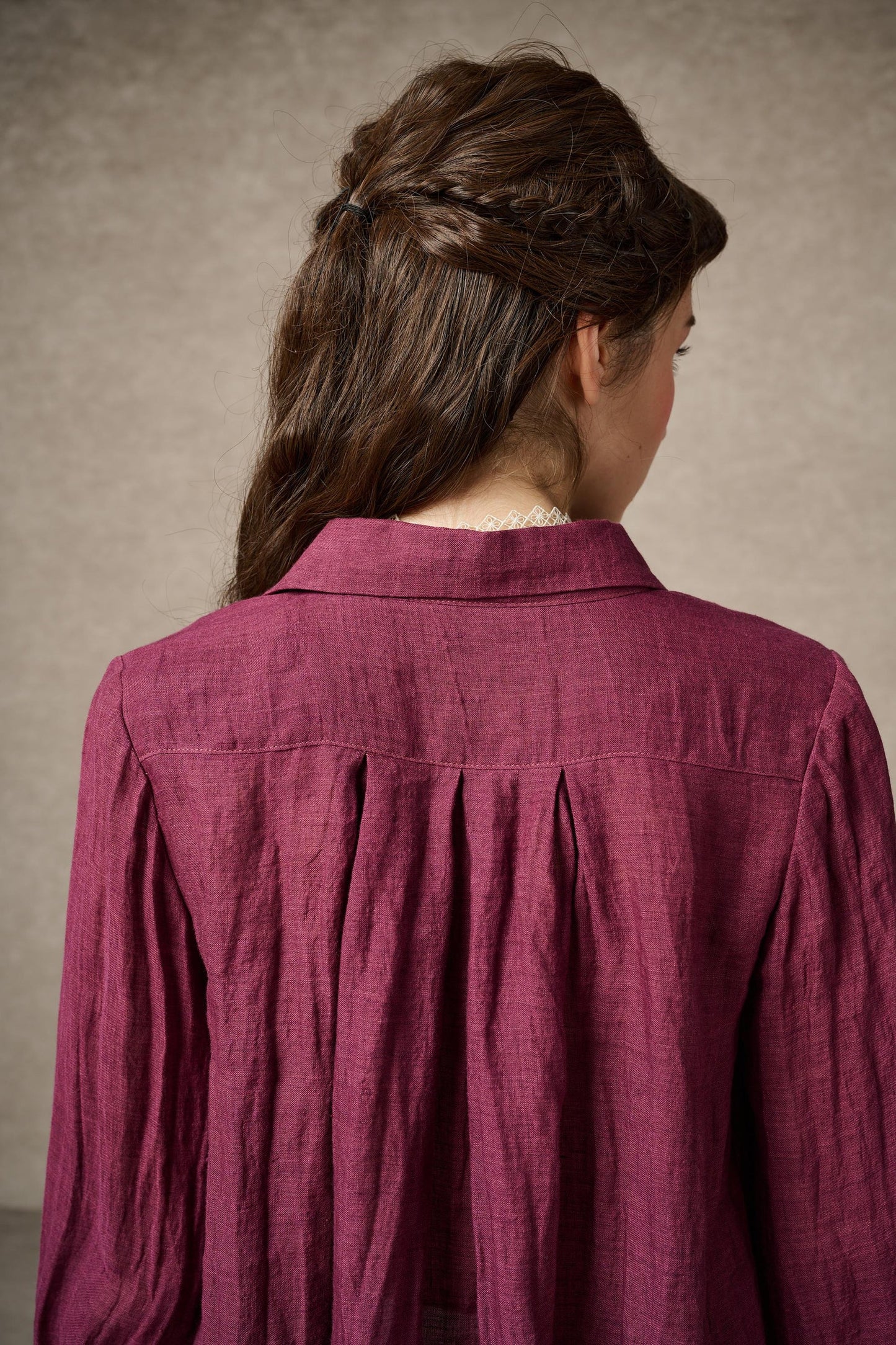 LAUREL LACE-UP LINEN BLOUSE SHIRT