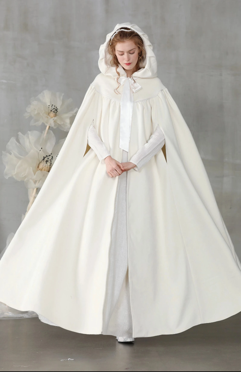 PERFUMER DEEP SEA GREEN HOODED WOOL CLOAK