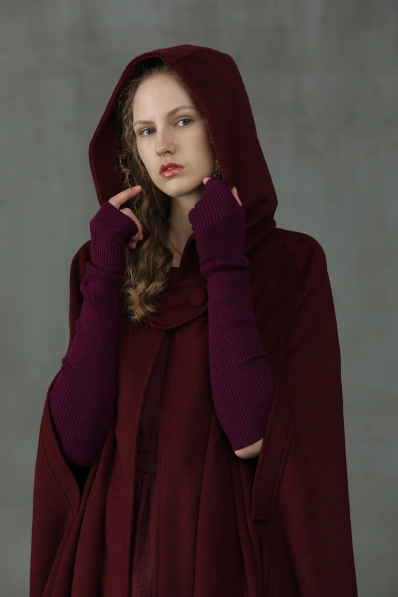 OUTLANDER PURPLE WOOL CLOAK COAT