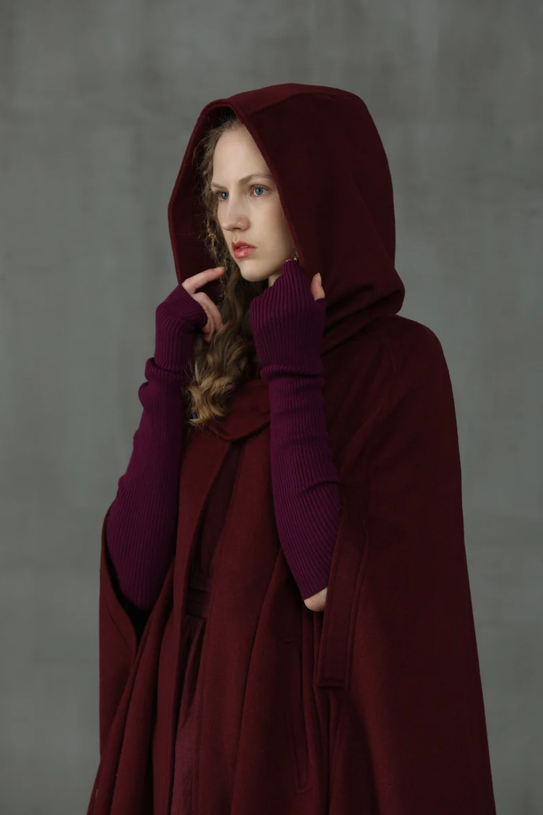 OUTLANDER PURPLE WOOL CLOAK COAT