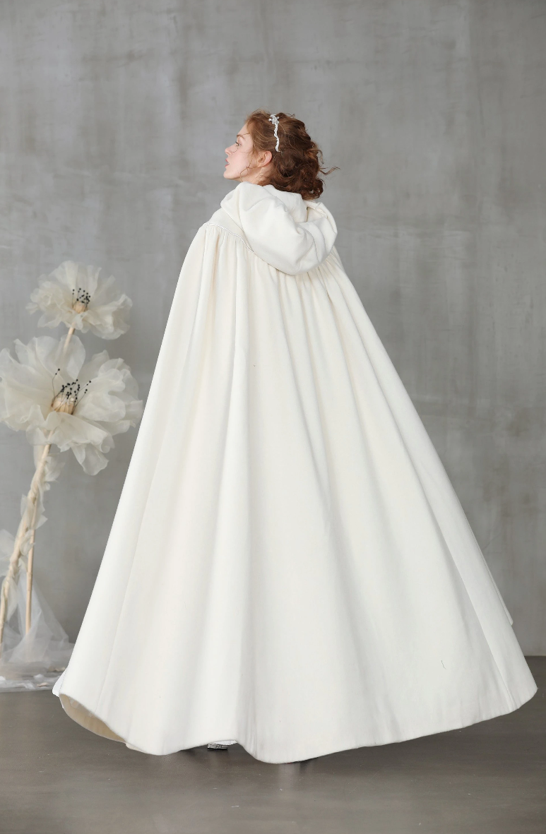 PERFUMER DEEP SEA GREEN HOODED WOOL CLOAK