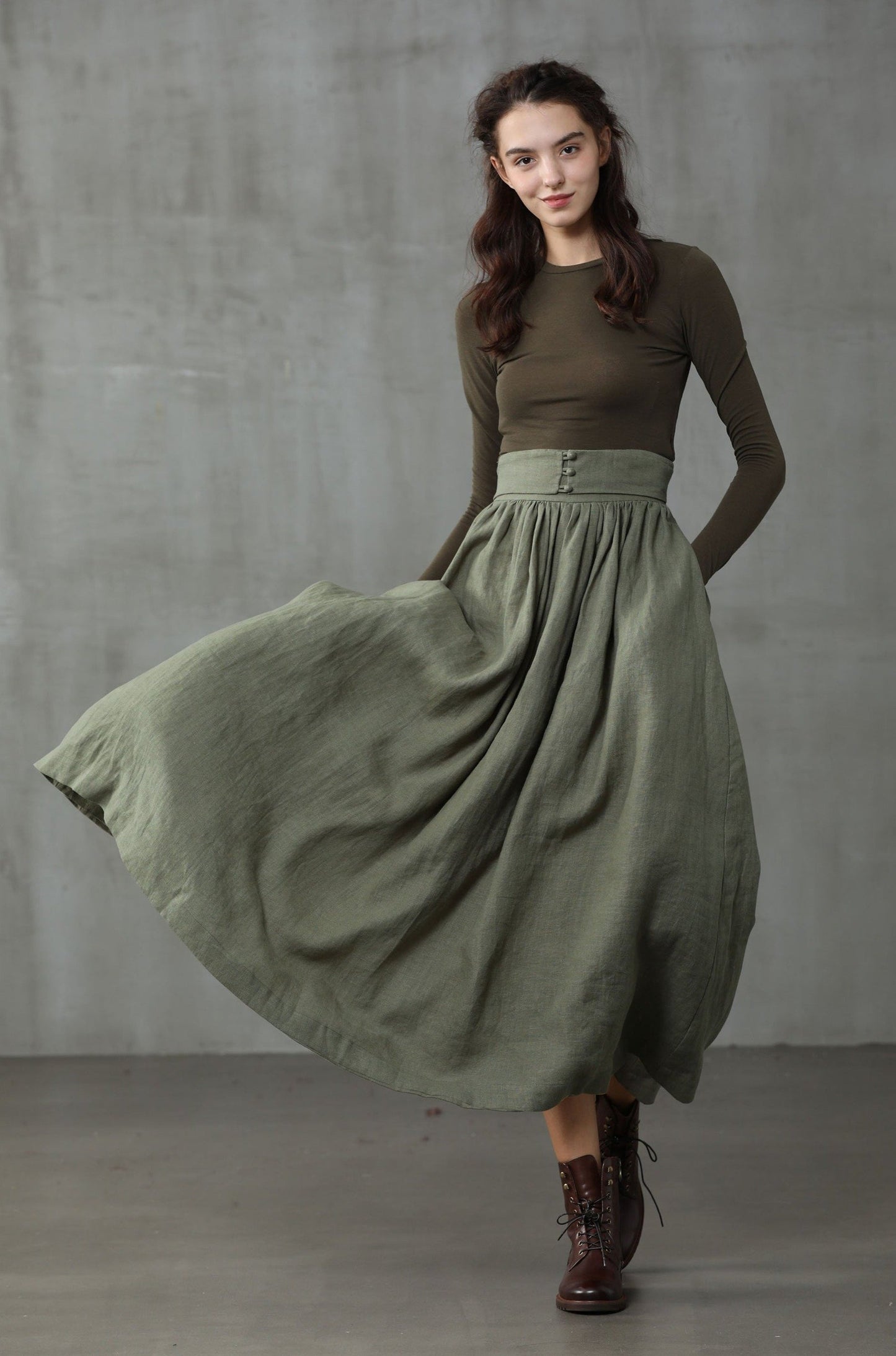 HANNAH GIRDLE LINEN SKIRT