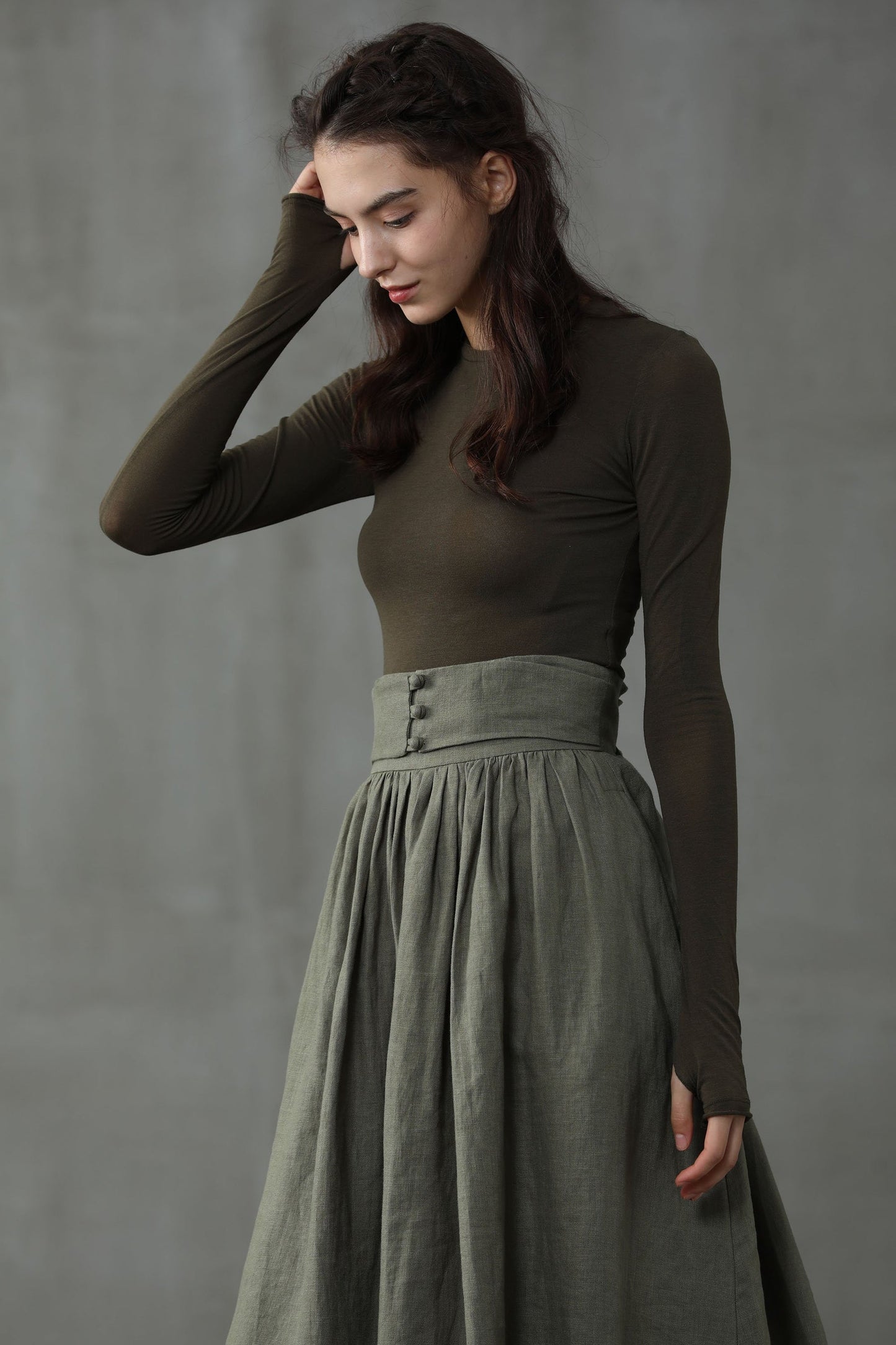 HANNAH GIRDLE LINEN SKIRT