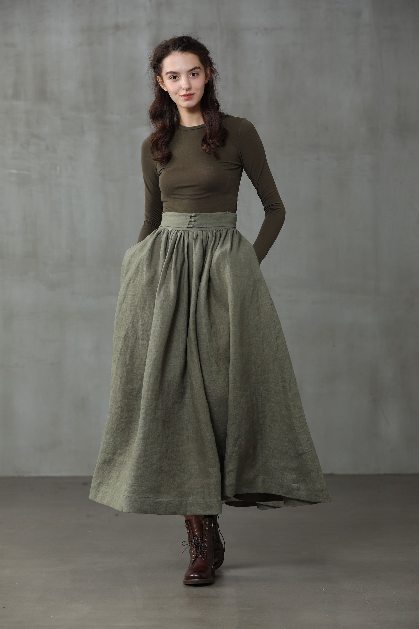 HANNAH GIRDLE LINEN SKIRT