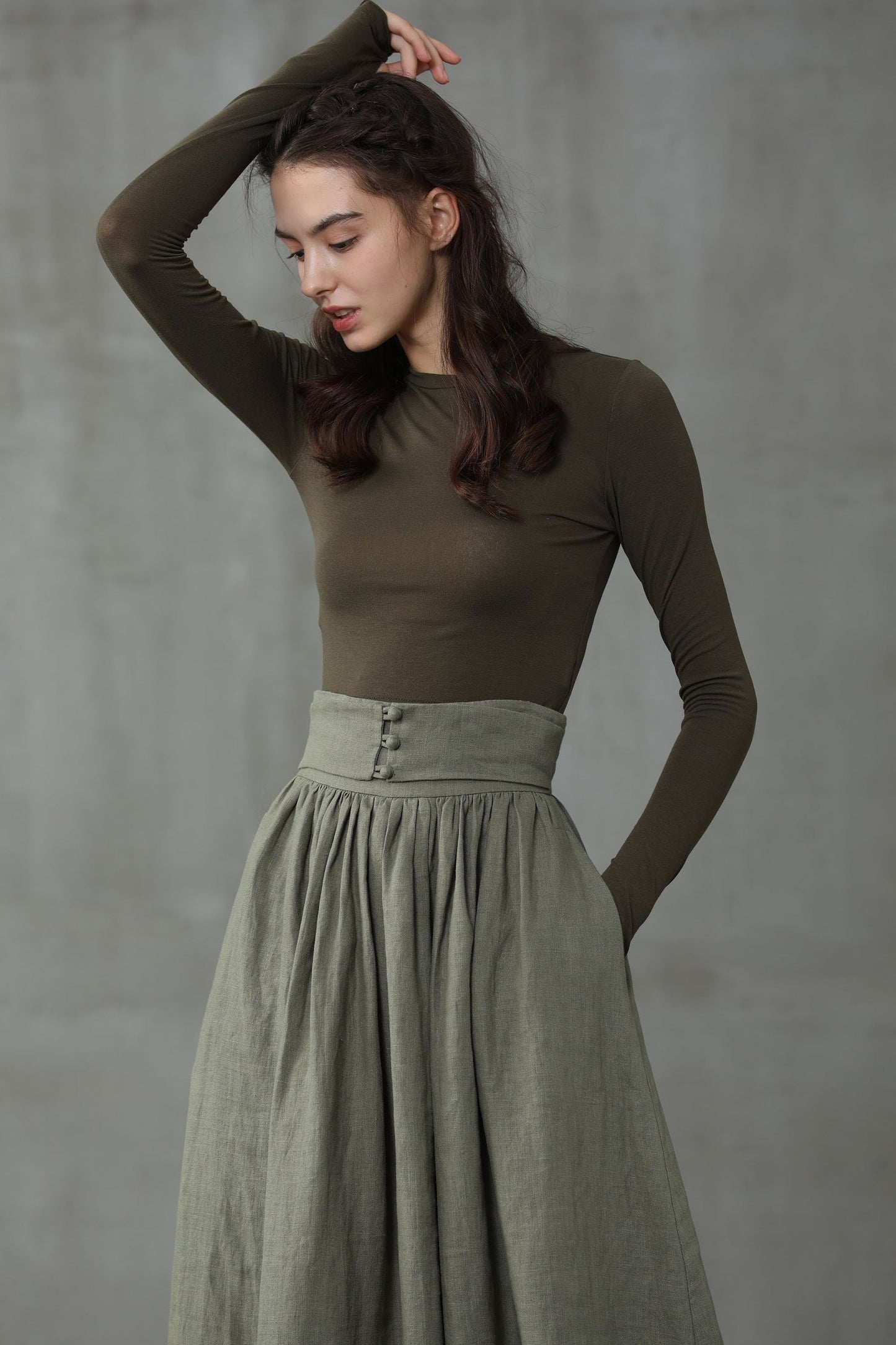HANNAH GIRDLE LINEN SKIRT
